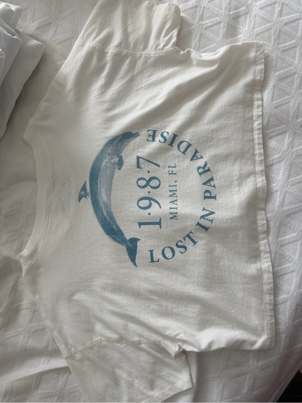 Aeropostale Cream Crop Boyfriend Tee with Navy Print